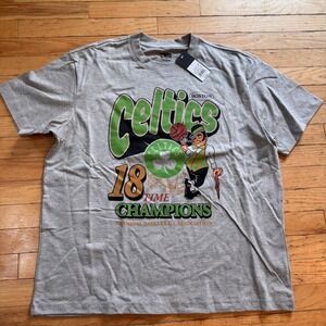 NBA Boston Celtics 18 Time Champions Grey Graphic T-Shirt Mens Large‎ NWT